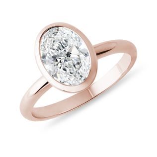 STRIKING ROSE GOLD OVAL DIAMOND RING - RINGS WITH LAB-GROWN DIAMONDS - ENGAGEMENT RINGS