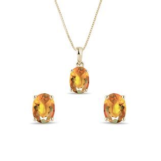 14K Yellow Gold Citrine Jewelry Set
