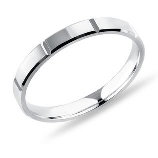 HERRENRING MIT GRAVUR AUS GLÄNZENDEM WEISSGOLD - TRAURINGE FÜR HERREN - TRAURINGE