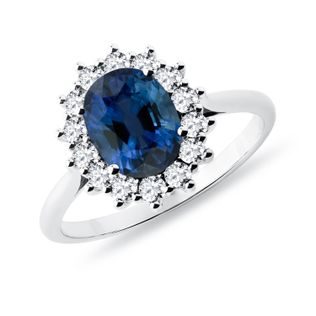 RING AUS WEISSGOLD MIT SAPHIREN UND BRILLANTEN - SAPHIRVERLOBUNGSRINGE - VERLOBUNGSRINGE