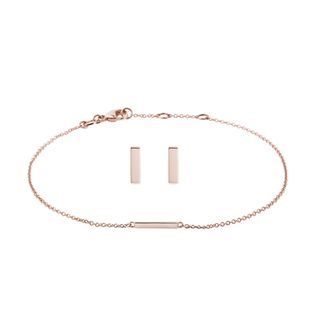 SET AUS ARMBAND UND OHRRINGEN AUS 14 KT ROSÉGOLD - SCHMUCK-SETS - SCHMUCK