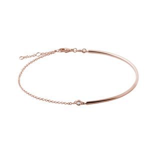 BRACELET EN OR ROSE AVEC UNE DIAMANT LUNETTE - BRACELETS AVEC DIAMANTS - BRACELETS