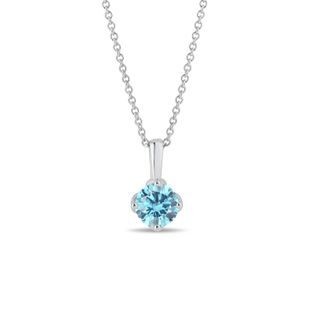 NASZYJNIK Z 1KT NIEBIESKIM DIAMENTEM W BIAŁYM ZŁOCIE - NASZYJNIKI Z DIAMENTAMI - NASZYJNIKI