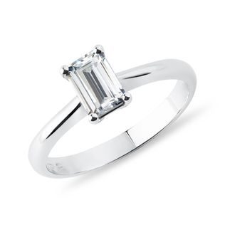 EMERALD CUT DIAMOND RING IN 14K WHITE GOLD - DIAMOND ENGAGEMENT RINGS - ENGAGEMENT RINGS