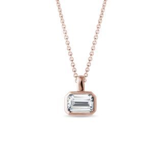 HALSKETTE MIT SMARAGDGESCHLIFFENEM DIAMANTEN IN ROSÉGOLD - KETTEN MIT DIAMANTEN - KETTEN