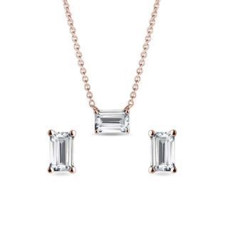 Moissanite earring and necklace set made of rose gold