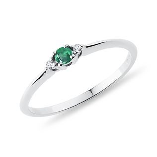 EMERALD AND DIAMOND RING IN WHITE GOLD - EMERALD RINGS - RINGS