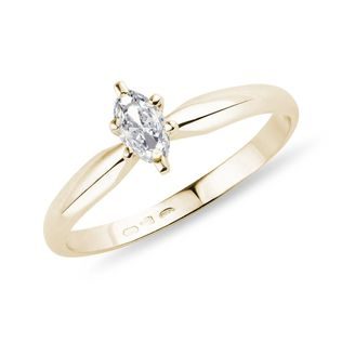 Zlatý prsten s diamantem markýza
