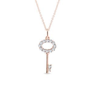 PENDENTIF CLÉ EN OR ROSE AVEC DIAMANTS - COLLIERS AVEC DIAMANTS - COLLIERS