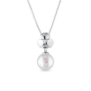 PENDANT WITH PEARL IN WHITE GOLD - PEARL PENDANTS - PEARL JEWELRY