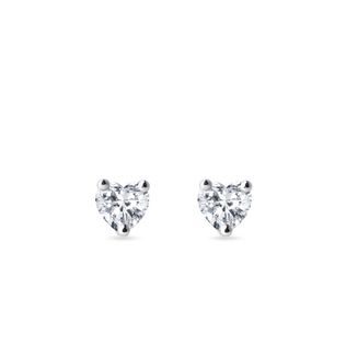 DIAMOND HEART WHITE GOLD EARRINGS - DIAMOND STUD EARRINGS - EARRINGS