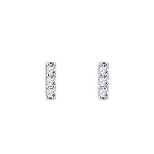 BOUCLES D'OREILLES EN OR BLANC AVEC BARRETTE DE DIAMANTS - BOUCLES D'OREILLES EN DIAMANT - BOUCLES D'OREILLES