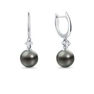 OHRRINGE AUS WEISSGOLD MIT TAHITIPERLEN UND DIAMANTEN - PERLEN OHRRINGE - PERLEN