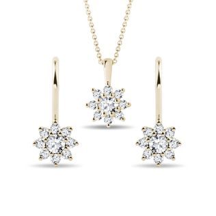 SET DIAMANTOVÝCH NÁUŠNIC A NÁHRDELNÍKU VE ZLATĚ - DIAMANTOVÉ SOUPRAVY - ŠPERKY