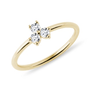 THREE DIAMOND RING IN YELLOW GOLD - DIAMOND RINGS - RINGS