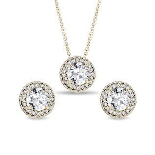 HALO-SCHMUCKSET MIT LABORDIAMANTEN IN GELBGOLD - SCHMUCK SETS DIAMANT - SCHMUCK