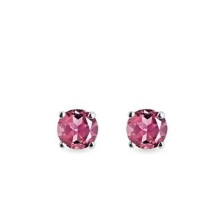 PINK TOURMALINE STUD EARRINGS IN WHITE GOLD - TOURMALINE EARRINGS - EARRINGS