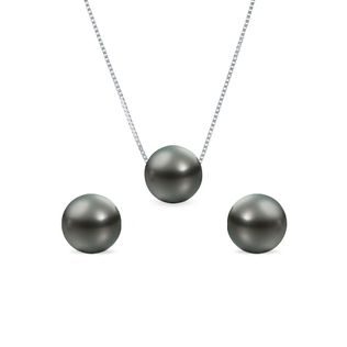 TAHITIAN PEARL JEWELRY SET IN WHITE GOLD - PEARL SETS - PEARL JEWELRY