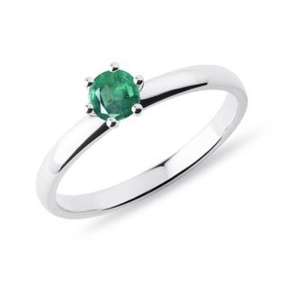 ROUND EMERALD RING IN WHITE GOLD - EMERALD RINGS - RINGS