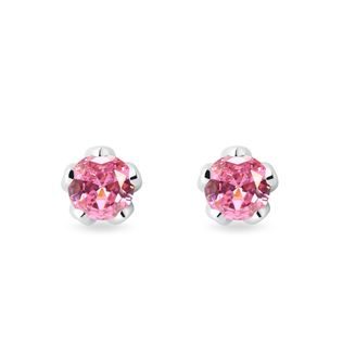 Pink sapphire earrings in white gold