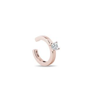 NÁUŠNICE EAR CUFF S PRINCESS DIAMANTEM V RŮŽOVÉM 14K ZLATĚ - NÁUŠNICE NA JEDNO UCHO - NÁUŠNICE