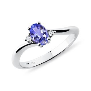 TANZANITE AND DIAMOND RING IN 14K WHITE GOLD - TANZANITE RINGS - RINGS