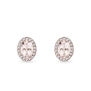 Morganite and Diamond Earrings in Rose Gold