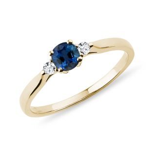 BLUE SAPPHIRE AND DIAMOND GOLD RING - SAPPHIRE ENGAGEMENT RINGS - ENGAGEMENT RINGS