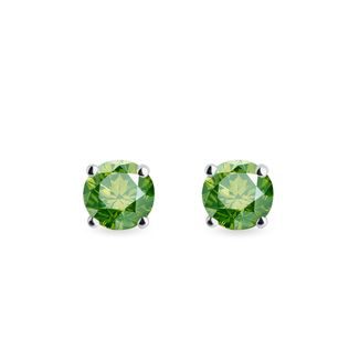 Green diamond earrings in white gold