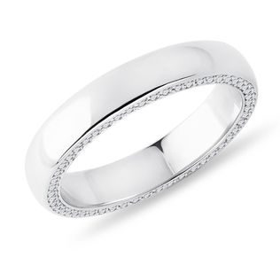 OBRĄCZKA MĘSKA Z BIAŁEGO ZŁOTA Z DIAMENTAMI Z BOKU - MĘSKIE OBRĄCZKI - OBRĄCZKI