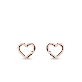 HERZOHRRINGE AUS ROSÉGOLD MIT DIAMANT - OHRSTECKER DIAMANT - OHRRINGE