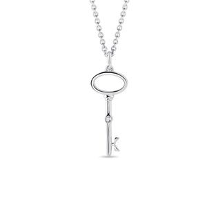 DIAMOND KEY PENDANT IN WHITE GOLD - DIAMOND NECKLACES - NECKLACES