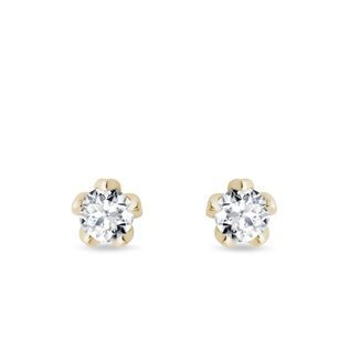 PUCES D'OREILLES EN OR JAUNE AVEC DIAMANTS - PUCES D'OREILLES EN DIAMANT - BOUCLES D'OREILLES