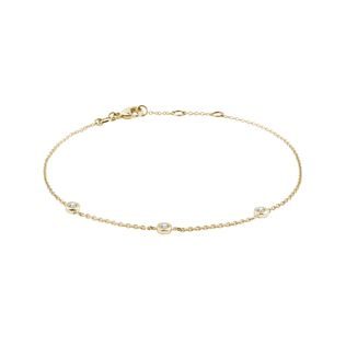 BRACELET EN OR JAUNE AVEC TROIS DIAMANTS SERTIS CLOS - BRACELETS AVEC DIAMANTS - BRACELETS