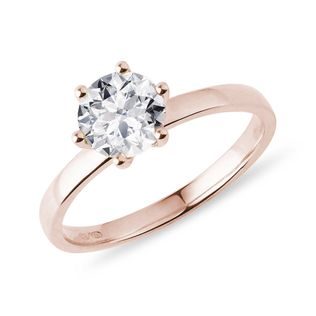 Zásnubný prsteň z ružového zlata s 1ct diamantom