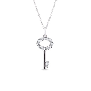 White gold key pendant with diamonds
