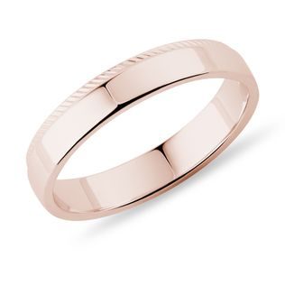 ALLIANCE POUR HOMMES EN OR ROSE ET MOTIF STRIÉ - ALLIANCES DE MARIAGE HOMMES - ALLIANCES DE MARIAGE