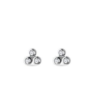 BOUCLES D'OREILLES EN OR BLANC AVEC CHATON ENDIAMANTÉ - PUCES D'OREILLES EN DIAMANT - BOUCLES D'OREILLES