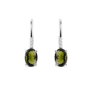 KOLCZYKI Z BIAŁEGO ZŁOTA Z MOŁDAWITAMI - KOLCZYKI Z MOŁDAWITAMI - KOLCZYKI