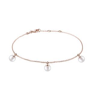 Bracelet en or rose avec trois perles