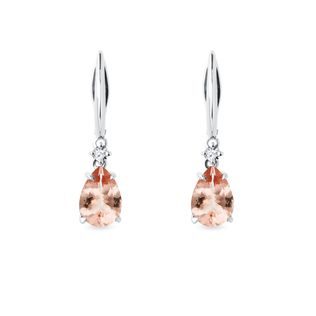 OHRRINGE MIT PFIRSICHMORGANITEN UND DIAMANTEN IN WEISSGOLD - PEACH FUZZ - SCHMUCK