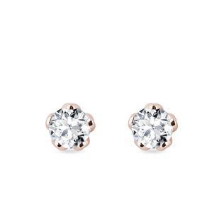 DIAMOND FLOWER STUD EARRINGS IN ROSE GOLD - DIAMOND STUD EARRINGS - EARRINGS