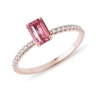 RING WITH TOURMALINE AND DIAMONDS IN ROSE GOLD - TOURMALINE RINGS - RINGS