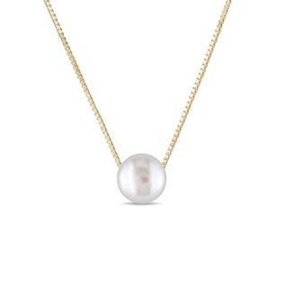 COLLIER EN OR AVEC PERLE D'EAU DOUCE - PENDENTIFS EN PERLES - PERLES
