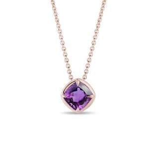 NECKLACE WITH AMETHYST IN ROSE GOLD - AMETHYST NECKLACES - NECKLACES
