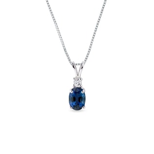 Sapphire and diamond necklace in white gold | KLENOTA