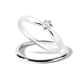 SOLITAIRE BRIDAL SET IN 14K WHITE GOLD - ENGAGEMENT AND BRIDAL RING SETS - ENGAGEMENT RINGS