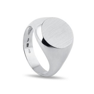 WHITE GOLD SIGNET PINKY RING WITH A MATTE FINISH - WHITE GOLD RINGS - RINGS