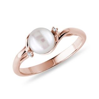 RING MIT PERLE UND BRILLANTEN IN ROSÉGOLD - PERLEN RINGE - PERLEN
