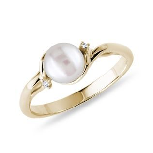 RING MIT PERLE UND BRILLANTEN IN GELBGOLD - PERLEN RINGE - PERLEN